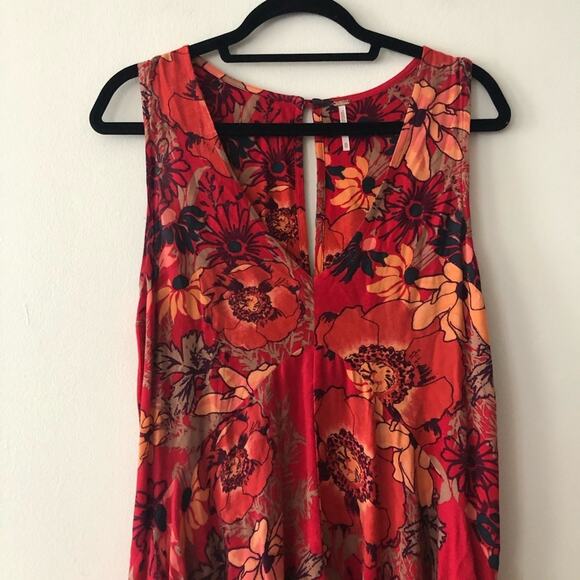 Free People Backyard Party Red Floral Tunic Dress - Picture 3 of 7